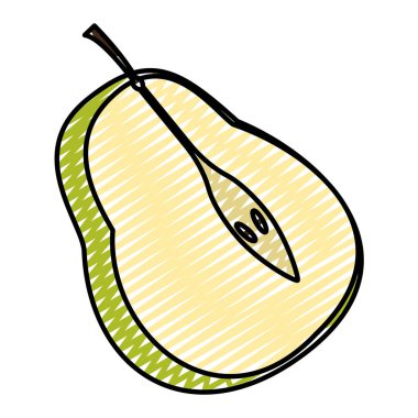 lezzetli dilim armut meyve vitamini vektör çizim ile doodle