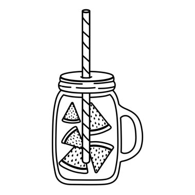 satır lezzetli karpuz meyve güler yüzlü içecek vektör çizim