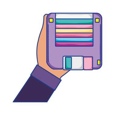 adam el ile retro disket nesne vektör illustation