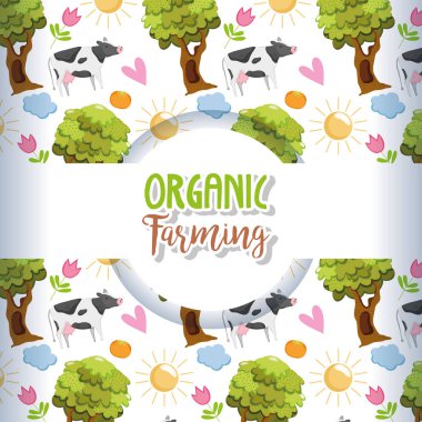 Arka plan çizgi film vektör çizim grafik tasarım ile tarım organik