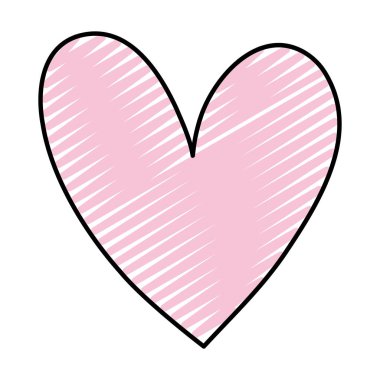 Doodle kalp sembolü aşk ve tutku simge vektör çizim