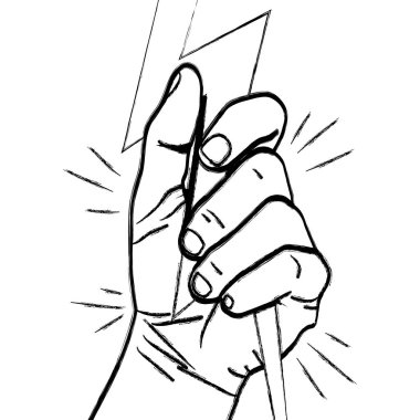 Grunge kişi el oppose ray protesto vektör çizim ile