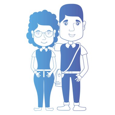 saç şekli ve kıyafet vektör çizim ile birlikte satır çift