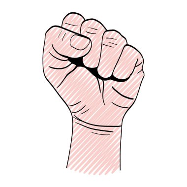 Doodle kişi el kadar oppose protesto vektör çizim