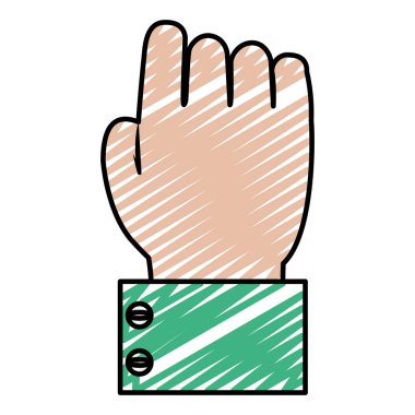 Doodle işadamı el yumruk hareketi işareti vektör çizim