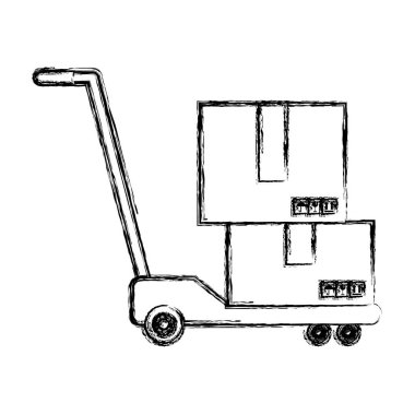 Grunge teslim paketleri hizmetinde platform yük arabaları illüstrasyon vektör