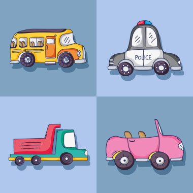 farklı ulaşım yamalar öğe vektör çizim ayarla