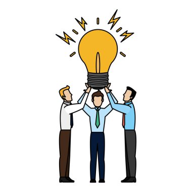 Sosyal bilgiler vektör çizim beyin fırtınası ile renk iş adamları ekip çalışması