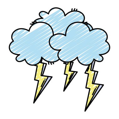 gök gürültüsü doğa hava vektör çizim ile kabarık bulutlar doodle