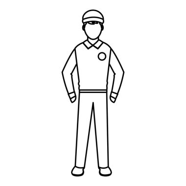 siluet adam teslim kurye Servisi ile üniforma. Vektör çizim