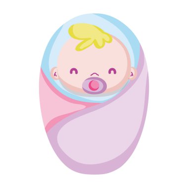 Emzik ve battaniye vektör çizim ile güzellik bebek avatar