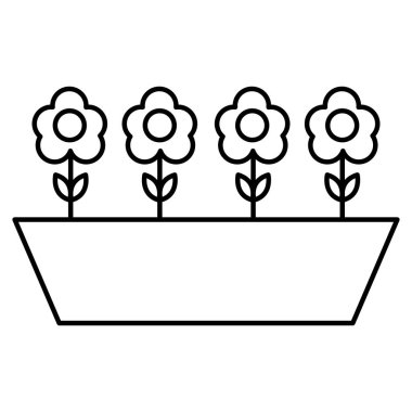 çizgi egzotik Doğa Çiçek stili plantpot vektör çizim içinde