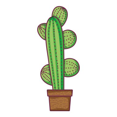 Natura kaktüs çöl bitki saksı vektör çizim içinde