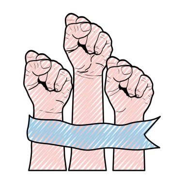 muhalefet protesto vecctor illüstrasyon insanlar ellerini doodle