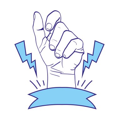 Duo renk kişi el oppose ışınları ve şerit vektör çizim ile