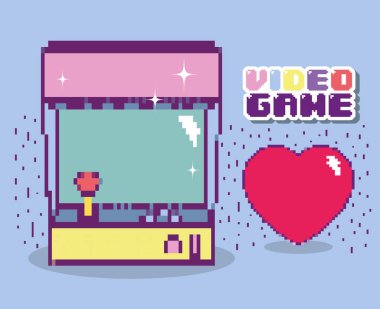 Retro video oyunu konsolu pixelated karikatür vektör çizim grafik tasarım