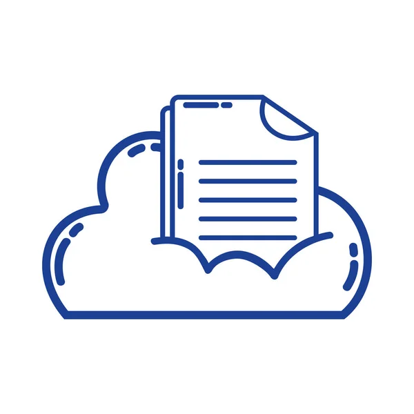 Silhouette Cloud Data Digital Document Information Vector Illustration — Stock Vector