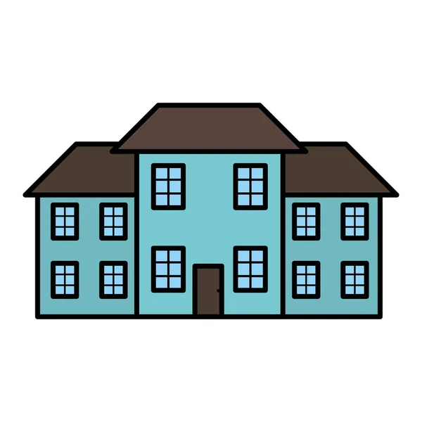 Цвет Большой Дом Архитектуры Крышей Окна Векторной Иллюстрации — стоковый вектор