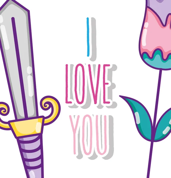 I love you card message cute cartoons design