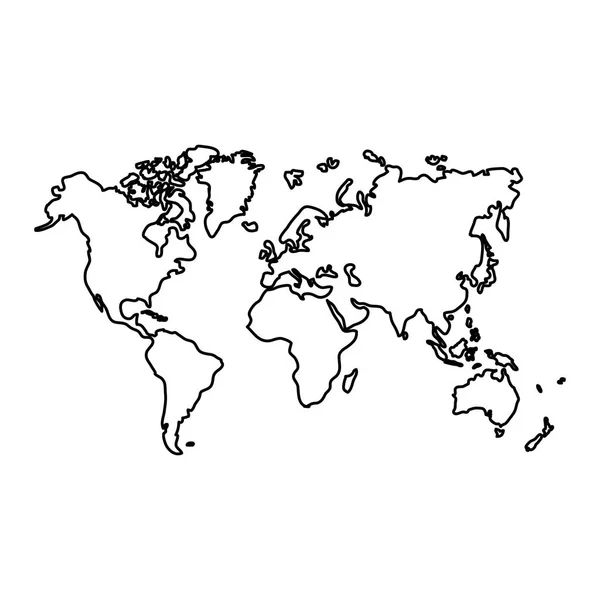 Vonal Globális Földrajzi Térkép Kontinensek Világ Vektoros Illusztráció — Stock Vector