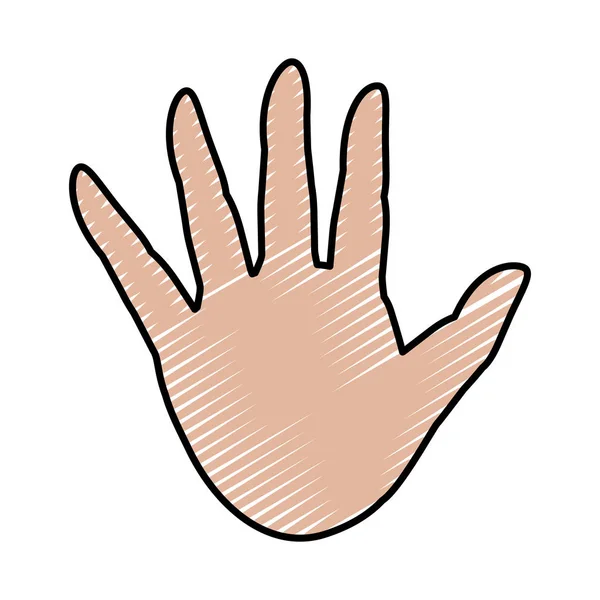 Doodle Hand Palm Stop Gesture Sign Vector Illustration — Stock Vector