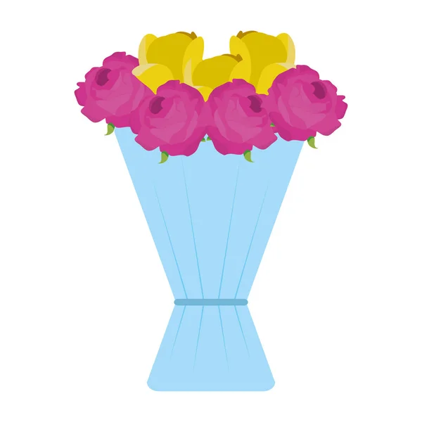Beautiful Bouquet Fowers Plant Decoration Vector Illustration — Stock Vector