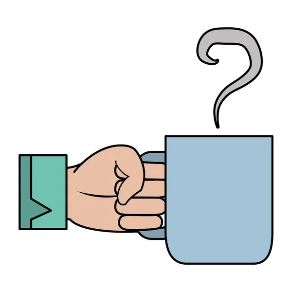 Цвет Руки Бизнесмена Горячей Векторной Иллюстрацией Чашки Кофе — стоковый вектор