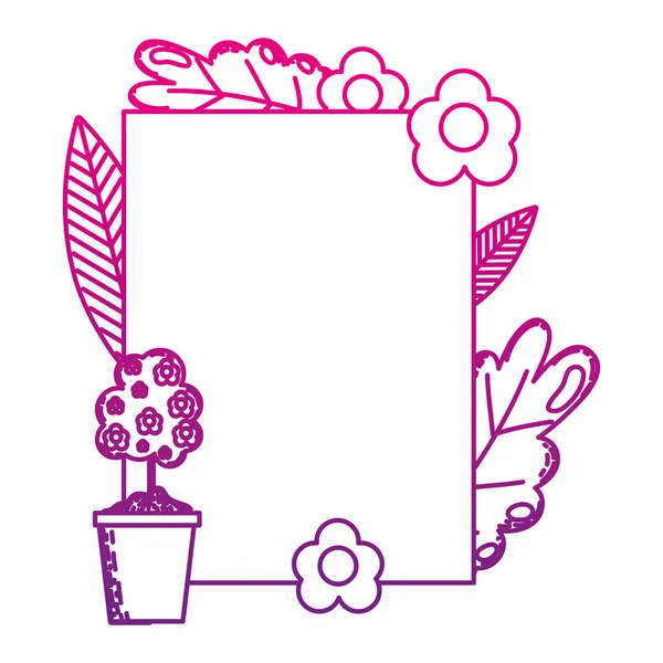 Emblema Línea Degradada Con Exótica Flor Decoración Planta Vector Ilustración — Vector de stock