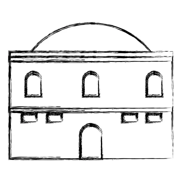 Grunge Casa Aribica Edificio Con Finestre Porta Vettoriale Illustrazione — Vettoriale Stock