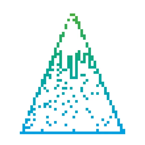 Ligne Dégradée Pixel Neigeux Montagne Jeu Météo Vectoriel Illustration — Image vectorielle