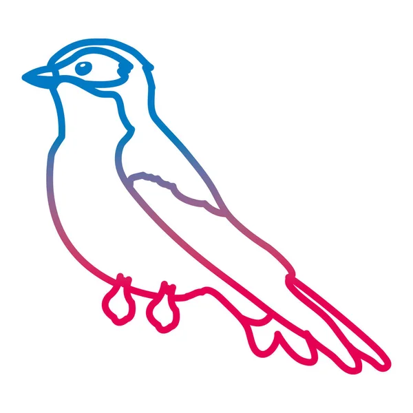 Línea Degradada Belleza Exótica Pájaro Animal Con Alas Vector Ilustración — Archivo Imágenes Vectoriales