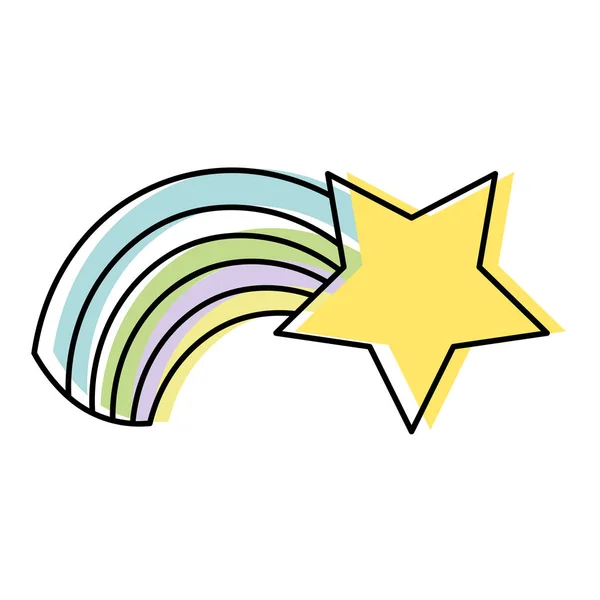Błyszczące Gwiazdy Przeniesiony Koloru Rainbow Pogoda Niebo Ilustracji Wektorowych — Wektor stockowy