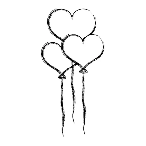 Grunge Fun Coeur Ballons Vol Objet Décoration Vectoriel Illustration — Image vectorielle