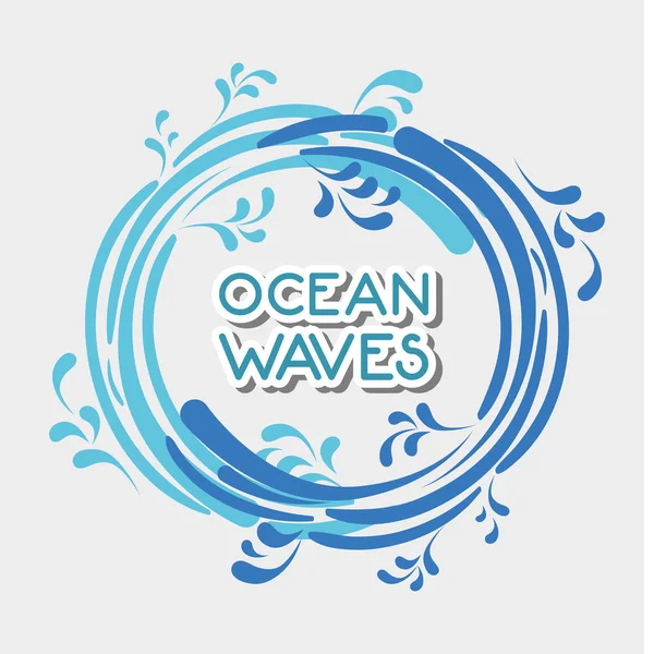Vlny Oceánu Kruhových Obrazců Navrhnout Vektorové Ilustrace — Stockový vektor