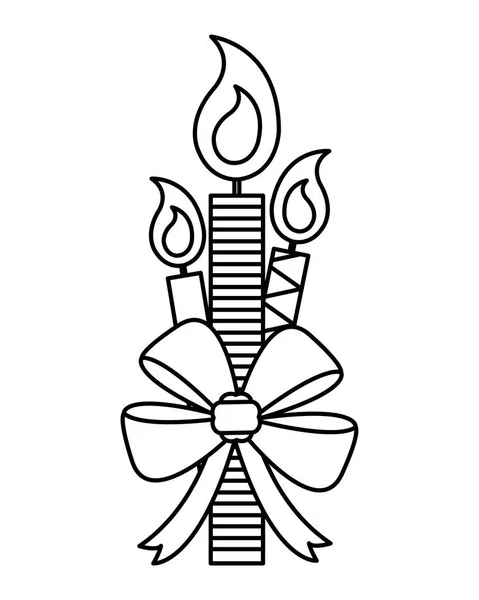 リボン弓装飾ベクトル イラスト ライン パーティ キャンドル — ストックベクタ