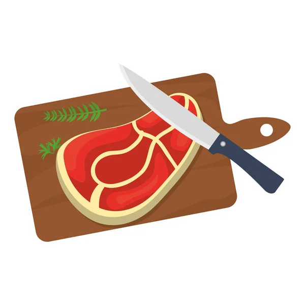 フィレ肉食品ハーブの内部基板のベクトル図を切断ナイフ — ストックベクタ