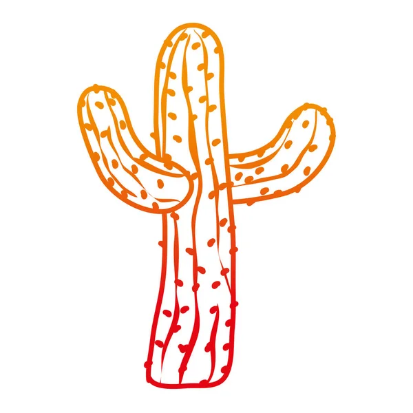 Línea Degradada Cactus Tropical Naturaleza Vegetal Desierto Vector Ilustración — Vector de stock