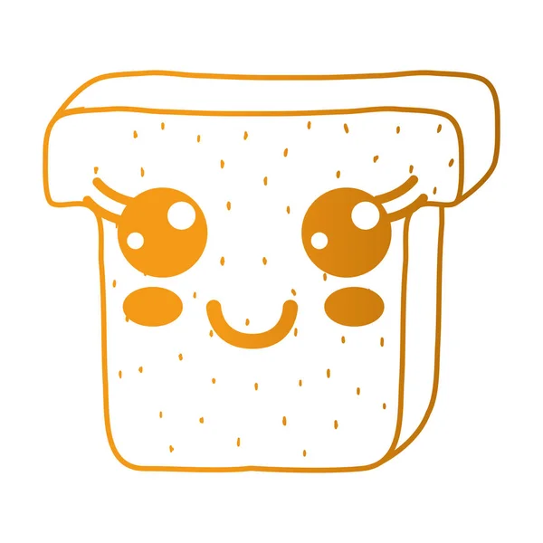 line kawaii cute happy slice bread vector illustration