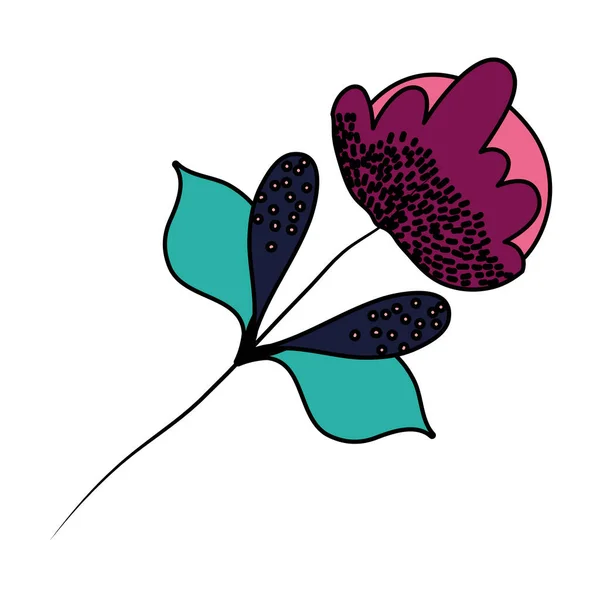 Farbe Exotische Blume Pflanze Mit Blättern Design Vektor Illustration — Stockvektor