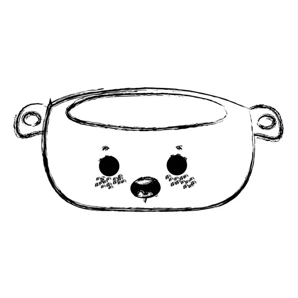 Japanse Soep Van Grunge Kawaii Soep Binnen Pot Vectorillustratie — Stockvector