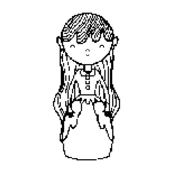 Ligne Princesse Pixel Avec Coiffure Beauté Illustration Vectorielle Robe — Image vectorielle