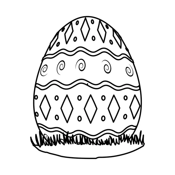 Lijn Easter Egg Met Geometrische Figuren Decoratie Vectorillustratie — Stockvector