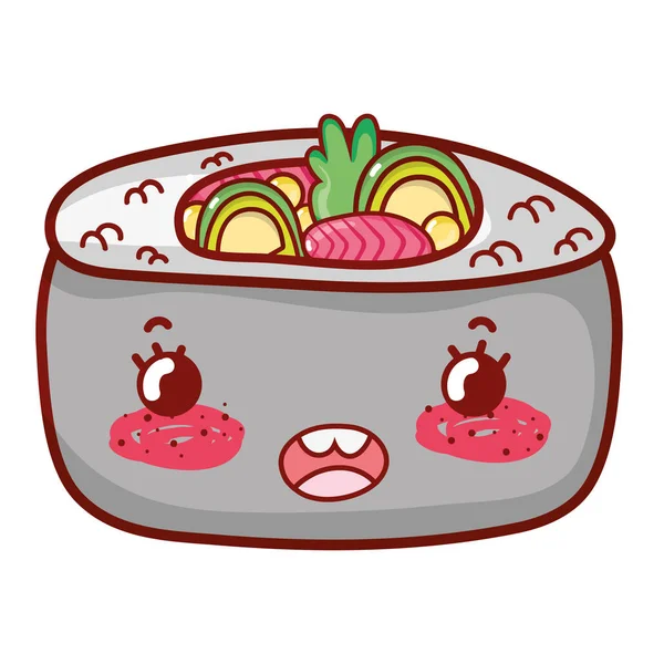 Kawaii Sushi Lindo Comida Japonesa Vector Ilustración — Vector de stock