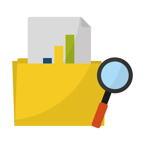 Istatistik Belge Büyüteç Camı Vektör Çizim Dosya Klasörü — Stok Vektör