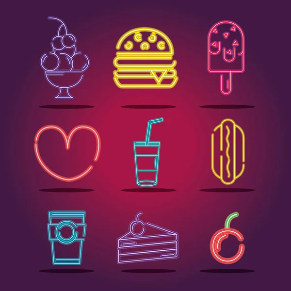set business commercial neon icons decoration vector illustration