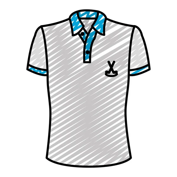 Doodle Profissional Menino Shirt Para Jogar Golfe Vetor Ilustração — Vetor de Stock