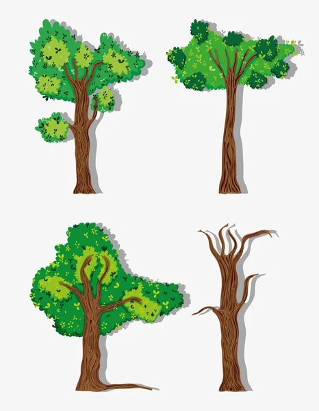 Conjunto Árboles Forestales Colección Vector Ilustración Diseño Gráfico — Vector de stock