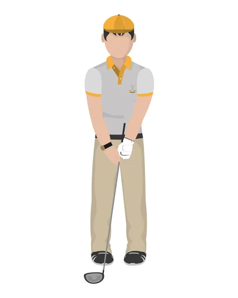 帽子とゴルフのバット ベクトル イラスト少年ゴルファー — ストックベクタ