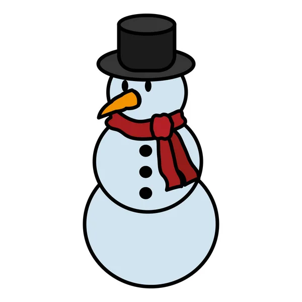 Color Snowman Hat Scarf Winter Weather Vector Illustration — Stock Vector