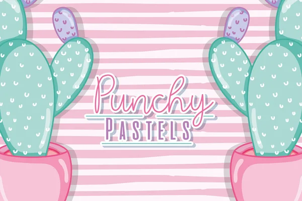 Punchy Pastels Cactus Concept Vector Illustratie Grafisch Ontwerp — Stockvector